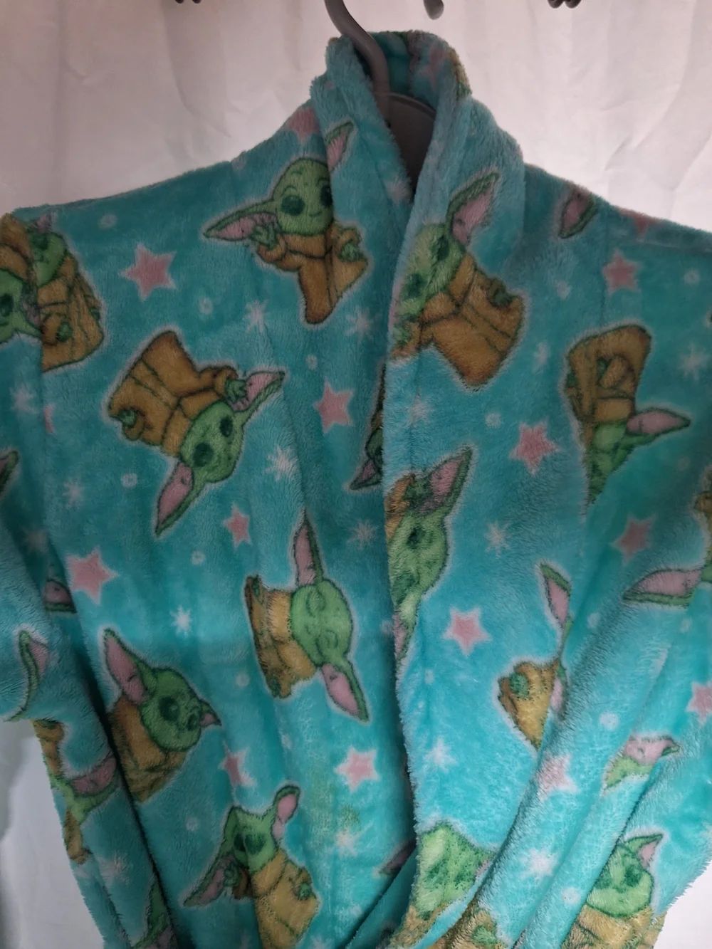 The Children's Place Baby Yoda Fleece Kids Robe - Aqua